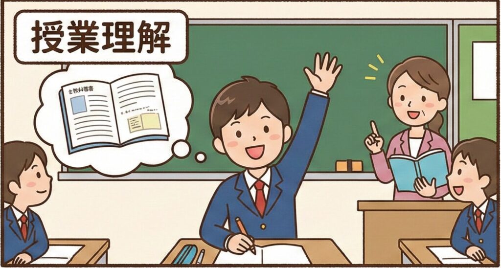学校の学習内容を理解している中学生